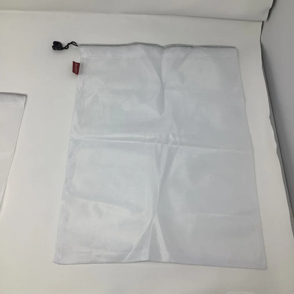 2 Pcs White Mesh Drawstring Bags Reusable Produce Bags Laundry Bags Storage Bags